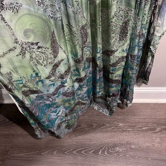 Bejeweled glitter embellished floor length maxi dress & duster jacket set - Picture 9 of 16